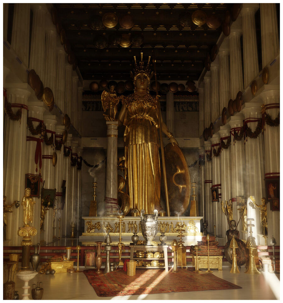 Click to enlarge frontal view of the interior of the Parthenon