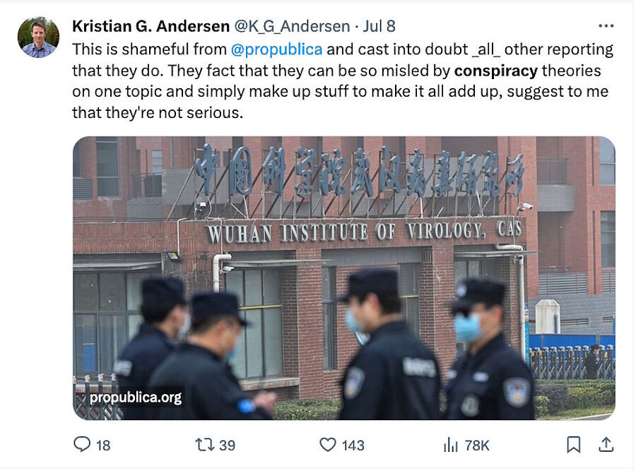 Click to enlarge tweet wuhan covid conspiracy lab leak