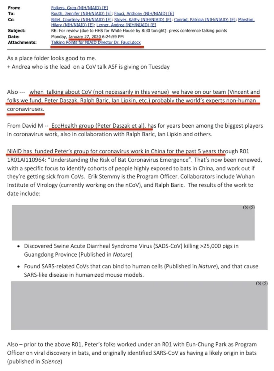 Click to enlarge internal email covid lab leak daszak fauci