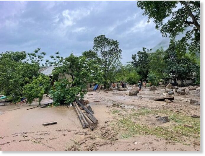 Flash flood aftermath in northern Bac Kan Province's Ba Be district.