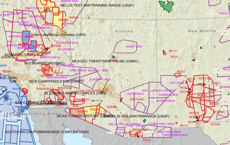 restricted zones military flight arizona