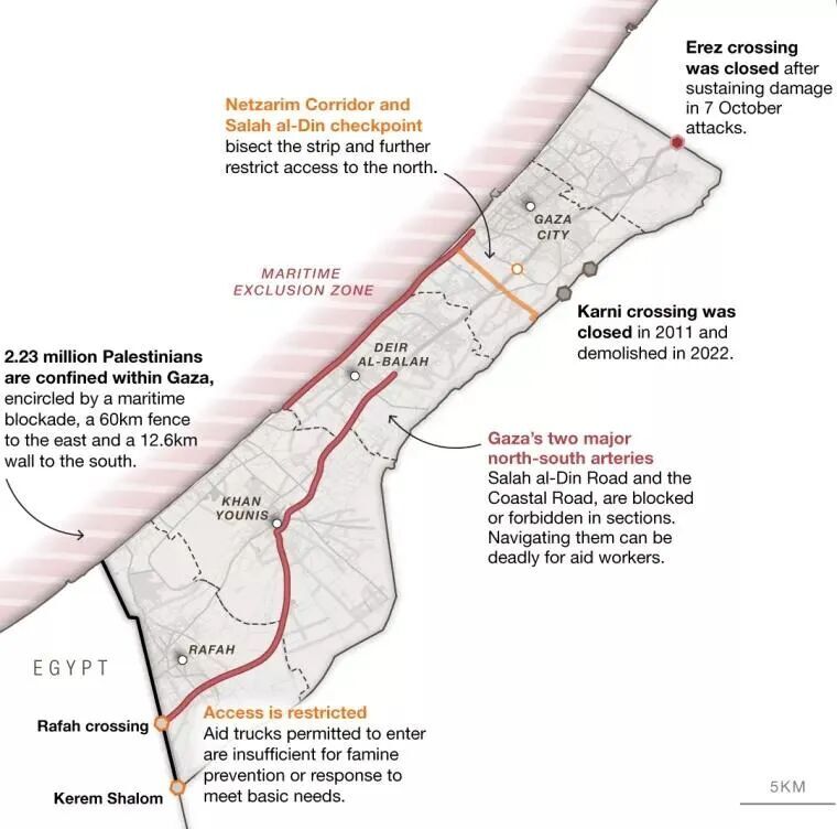 Click to enlarge Israeli restrictions on Gaza