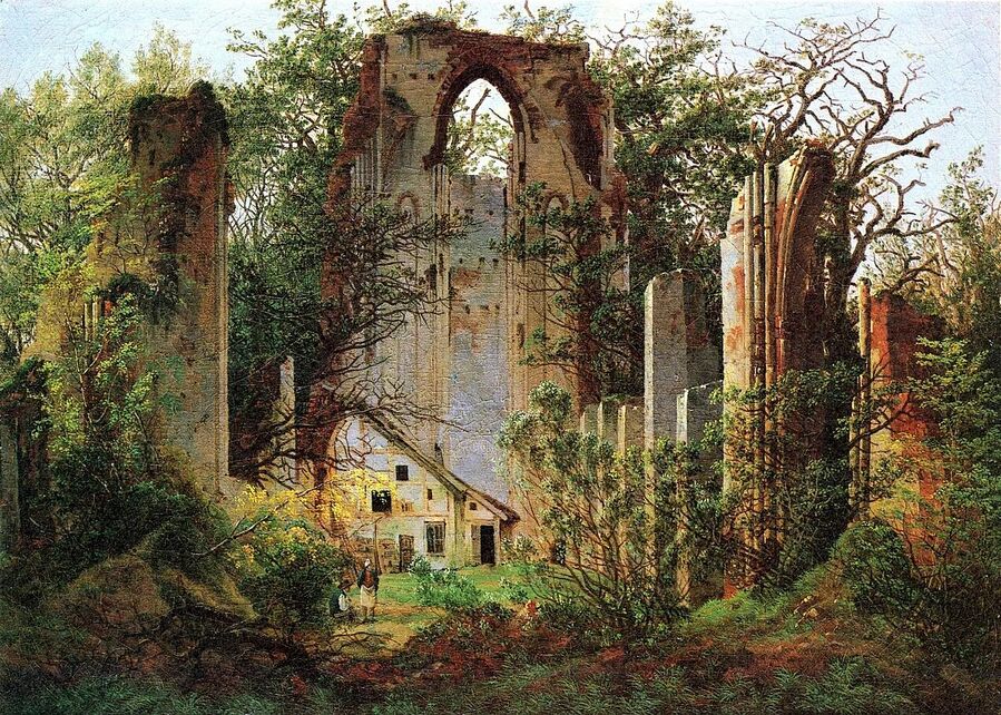 Click to enlarge Caspar David Friedrich, Ruins of Eldena Monastery near Greifswald painting