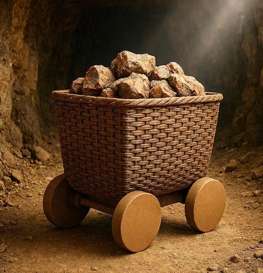 ancient copper miners model wheeled cart