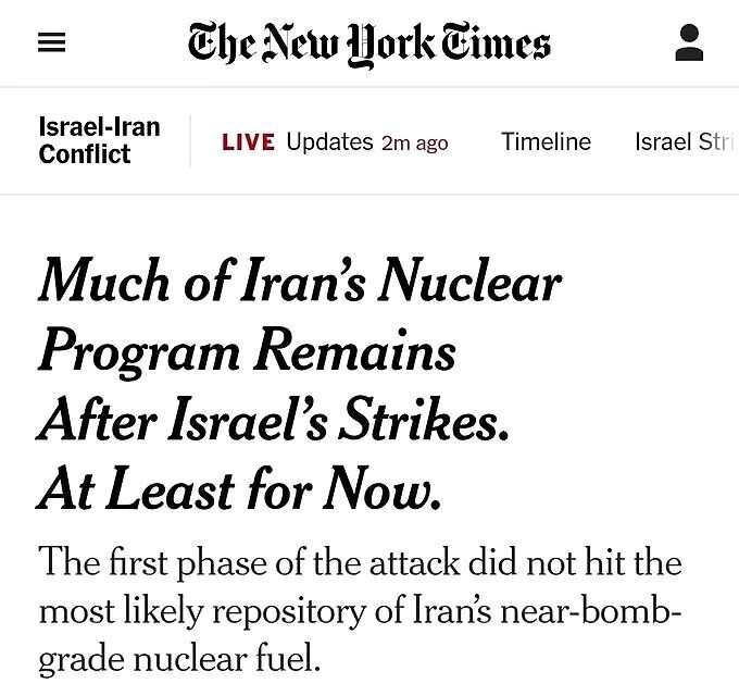 new york times israel strike iran nuke program intact