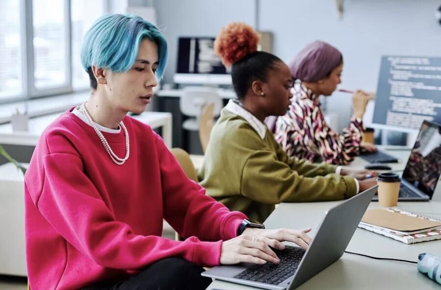 generation z workplace computer laptop diversity lgbt african black