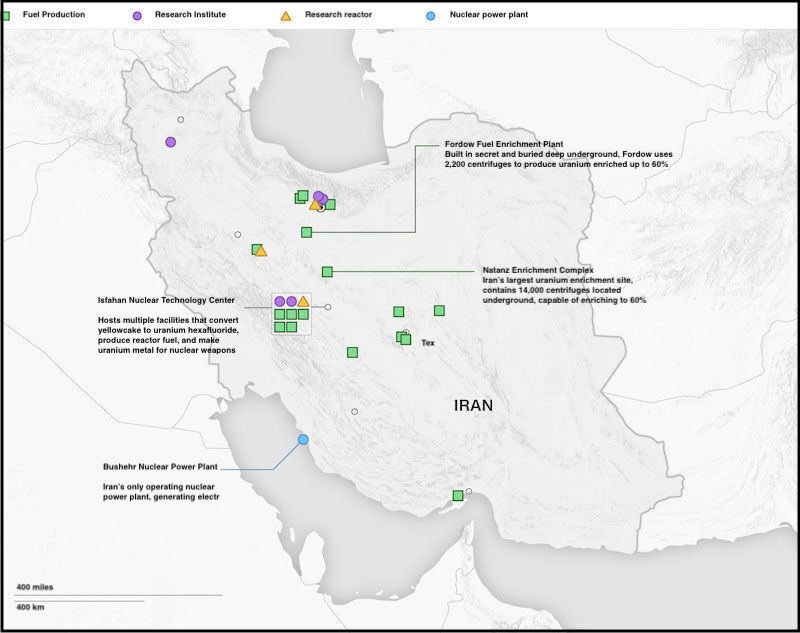 Click to enlarge Iran map: Nuclear facilities
