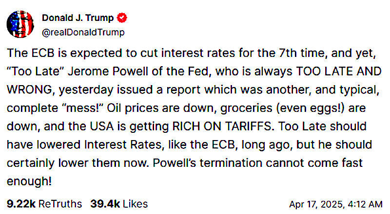 Click to enlarge Trump message