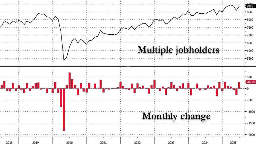 chart statistics multiple job holders employment