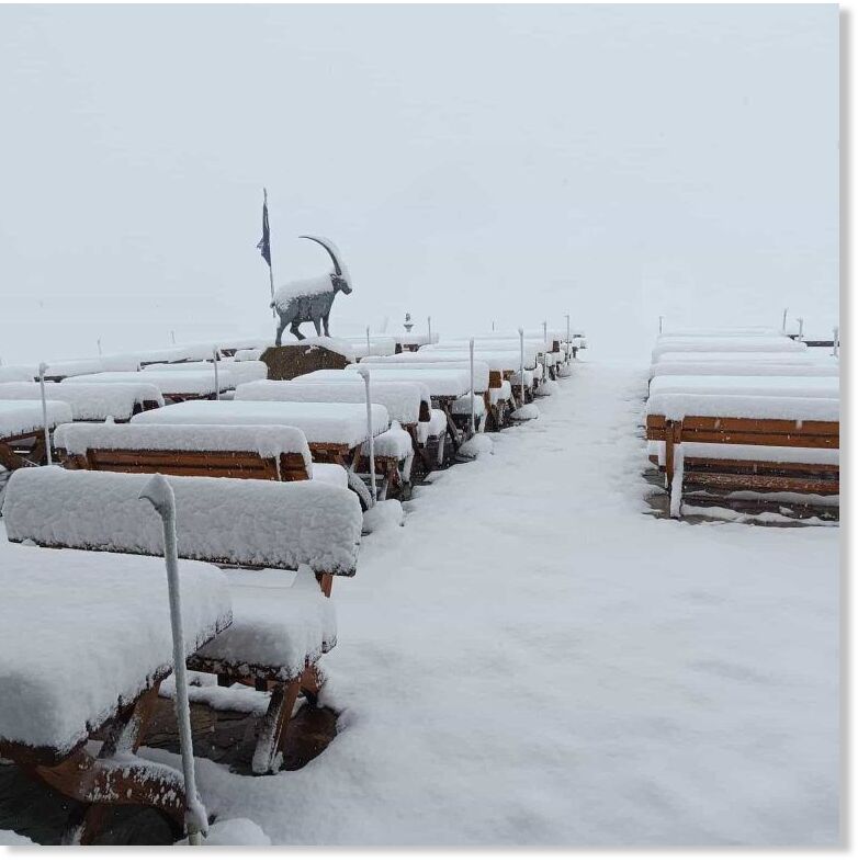 Click to enlarge Summer snow has blanketed the Alps.