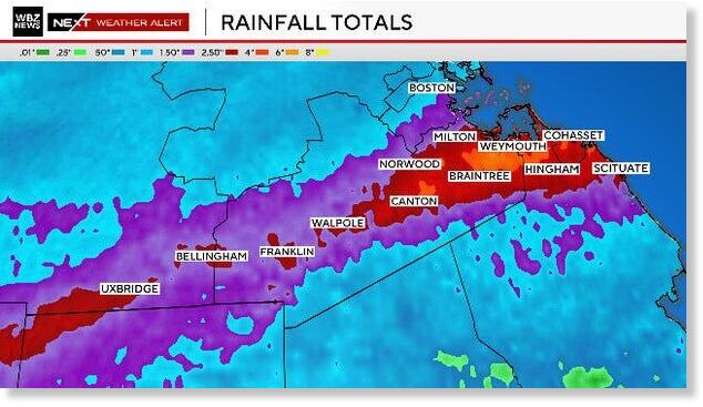 The hardest hit areas during Thursday's