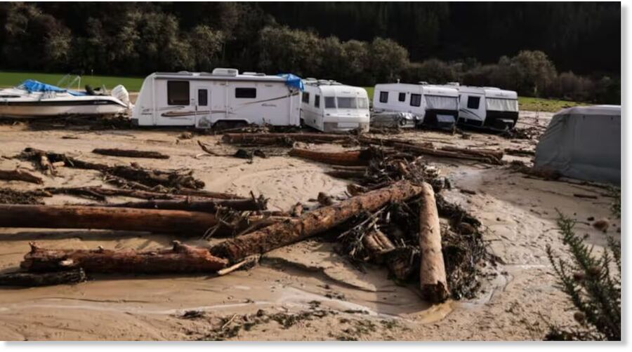 Click to enlarge On Saturday, Bethany Park campground in Kaiteriteri had extensive flood damage after the bad weather.