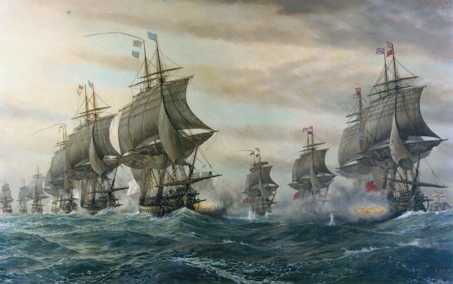 Click to enlarge Second Battle of the Virginia Capes by V. Zveg