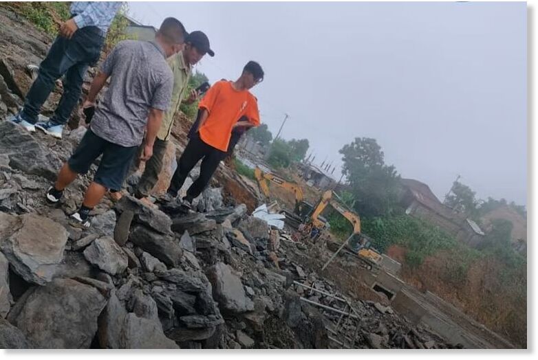 Click to enlarge A devastating landslide hit Hangrum