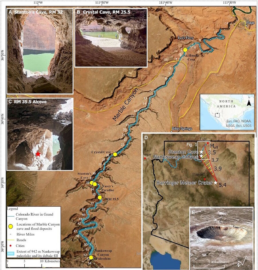 Click to enlarge paleo lake grand canyon landslide meteor strike
