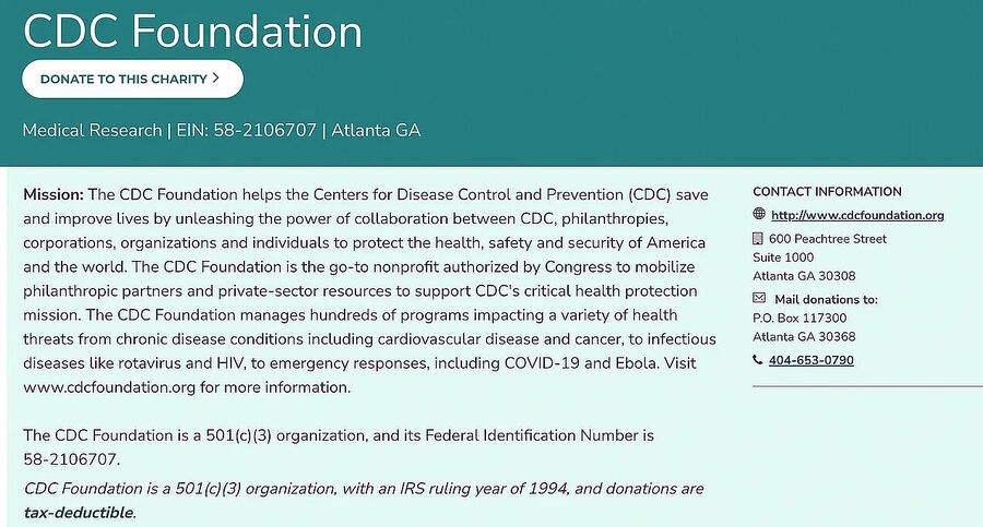 Click to enlarge cdc foundation webpage charity