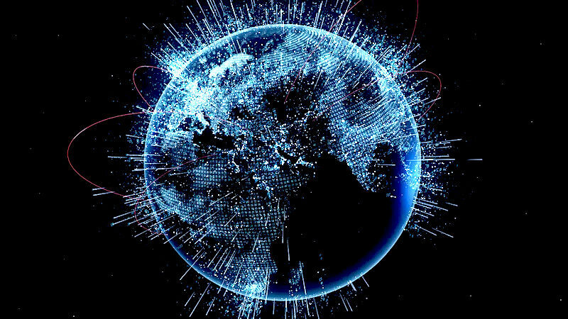 Click to enlarge Blue lighted earth
