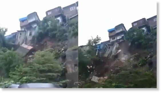 Click to enlarge Mumbai rain: A landslide in the Mumbai Bhandup area has raised serious safety concerns.(