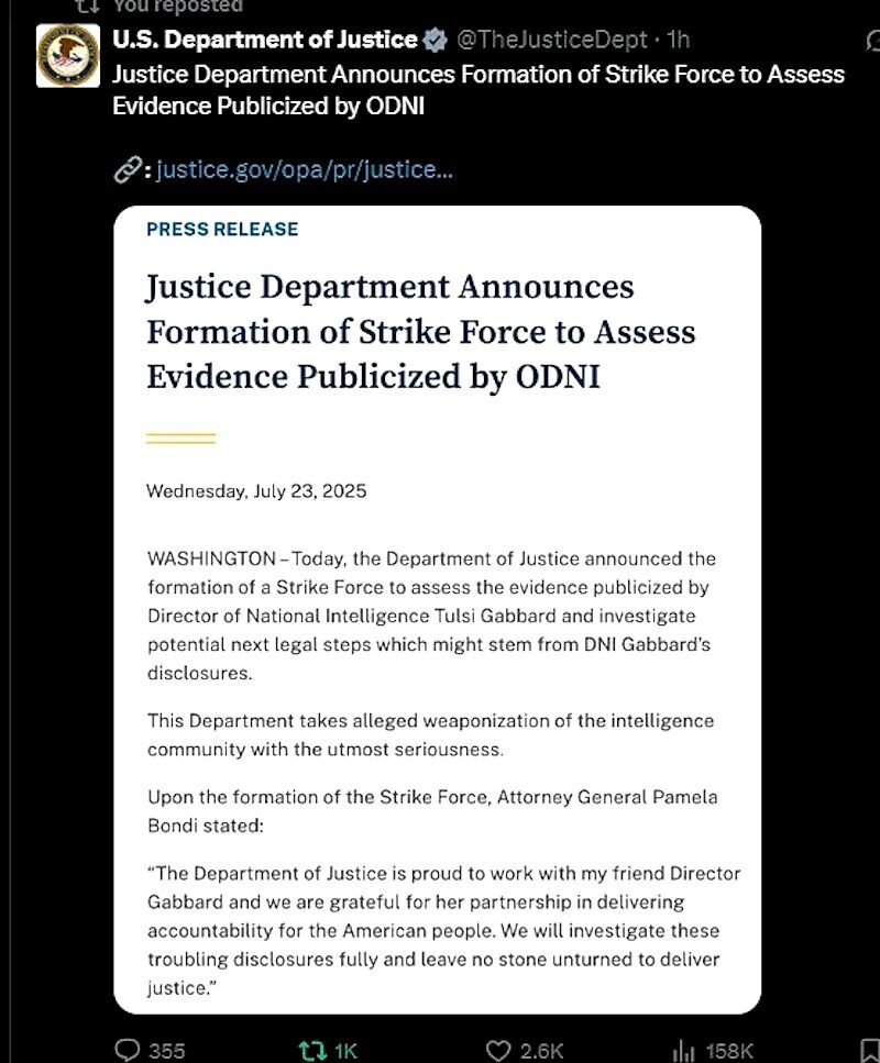 Click to enlarge doj response obama traitor tulse file declassified