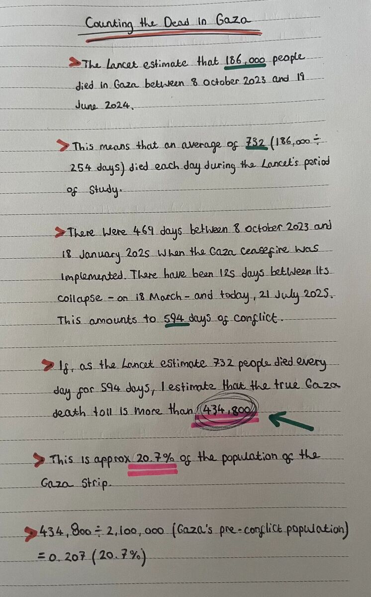 gaza death toll calculation