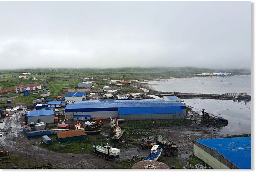 An image released by the Sakhalin Region Government on Wednesday, showing the tsunami-hit Severo-Kurilsk on Paramushir island of Russia’s northern Kuril islands.