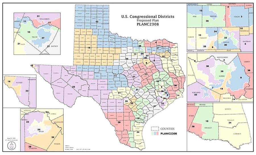 Click to enlarge texas vote redistrict plan