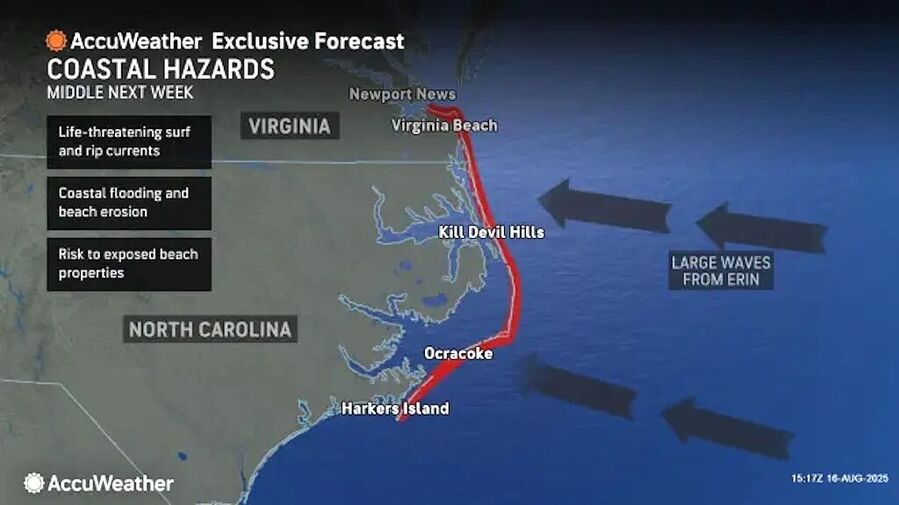 Click to enlarge hurricane erin high flood risk carolina virginia