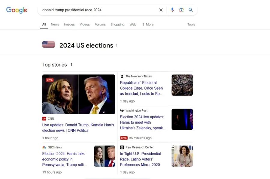 Click to enlarge google search results trump harris bias
