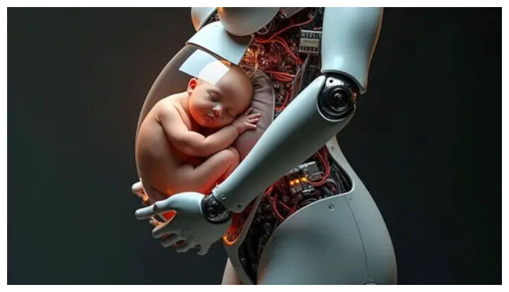 pregnant humanoid robot.