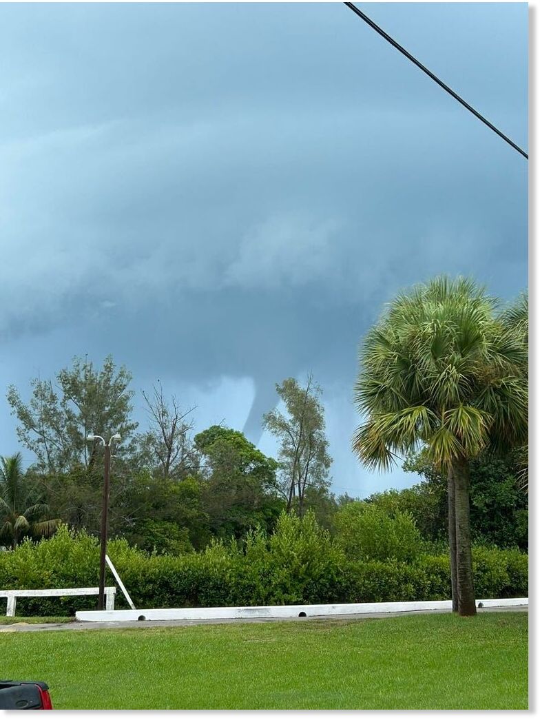 A waterspout was spotted off the coast near Hobe Sound on August 22, 2025.