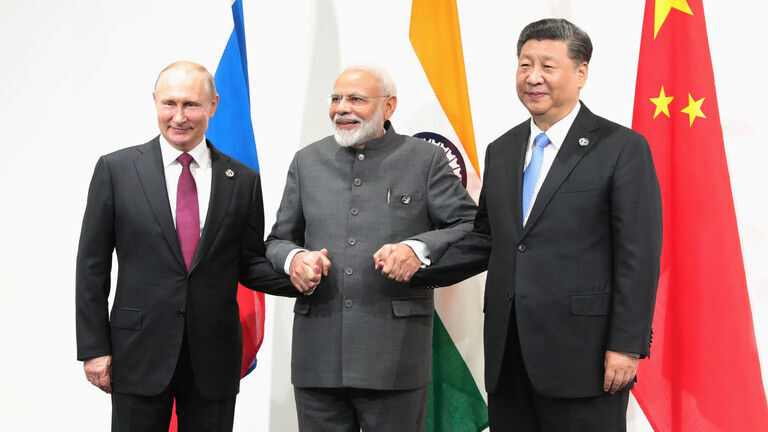 Russian President Vladimir Putin, Indian Prime Minister Narendra Modi and Chinese President Xi Jinping