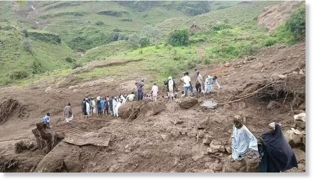 Torrential rain caused the slopes of the Marrah Mountains to collapse