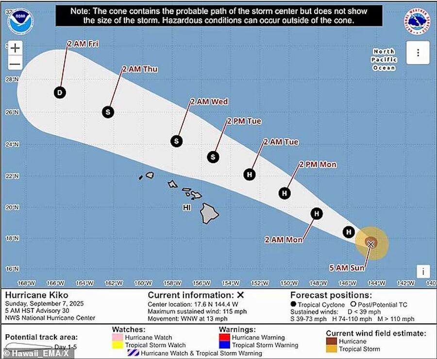 Click to enlarge Hurricane Kiko hawaii