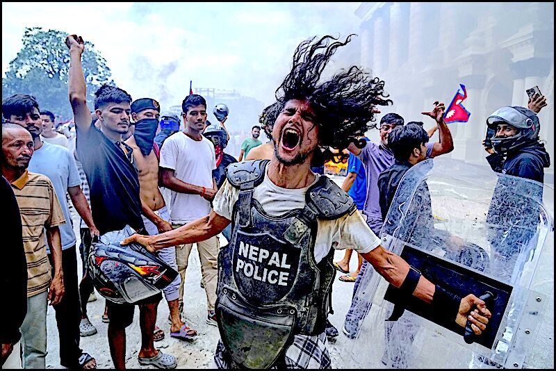 Click to enlarge Protester screaming