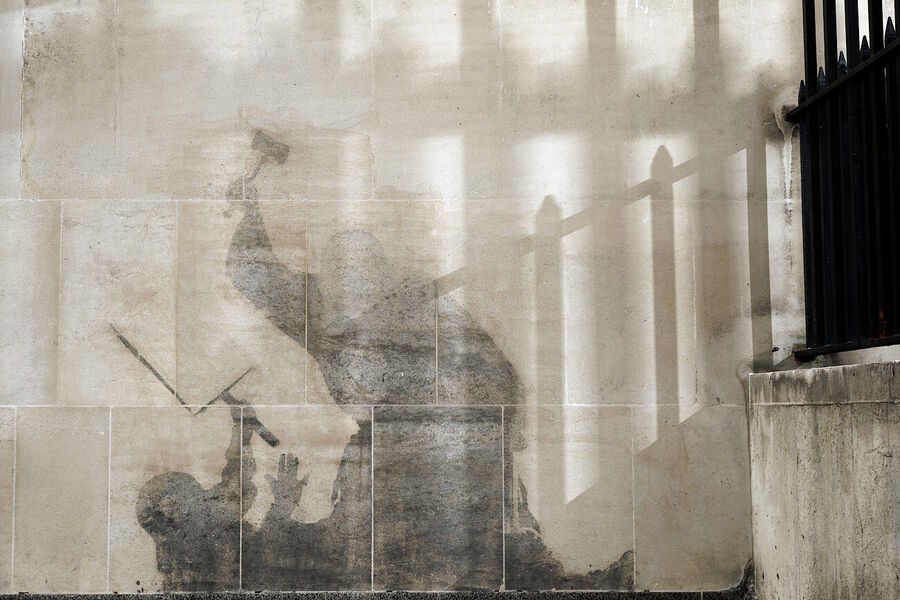 Click to enlarge banksy mural britain protestor judicial overreach