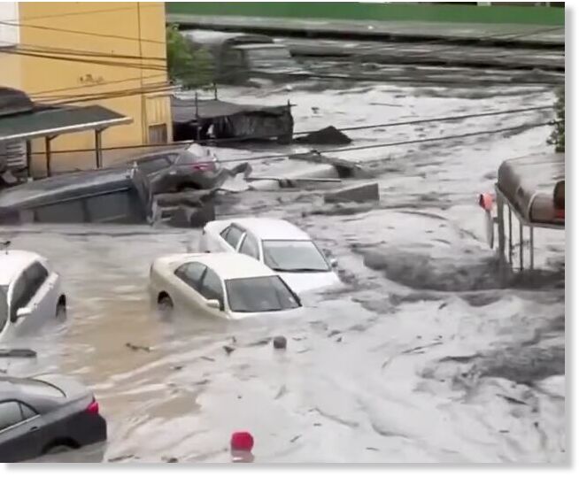 Mud, debris, floodwaters