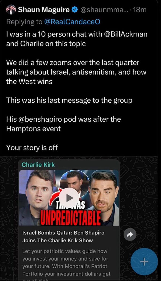 Click to enlarge charlie kirk pressure donors israel