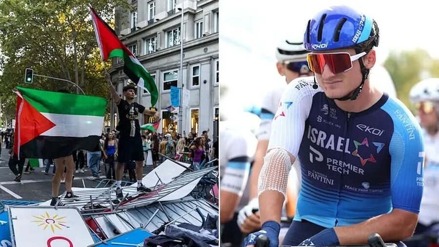 Click to enlarge spain protest israel bike race team veulta