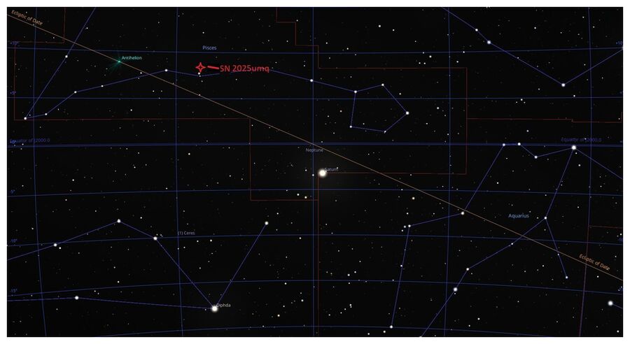 Click to enlarge The general location of the discovery in Pisces.
