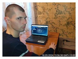 Filipp at his laptop.
