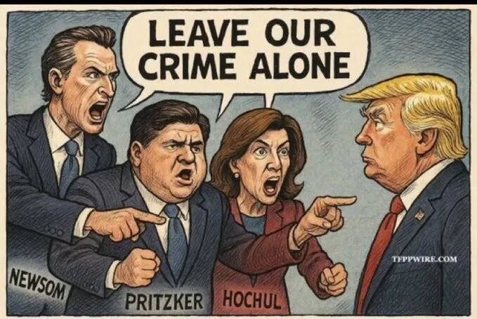 Trump vs Democrats political cartoon
