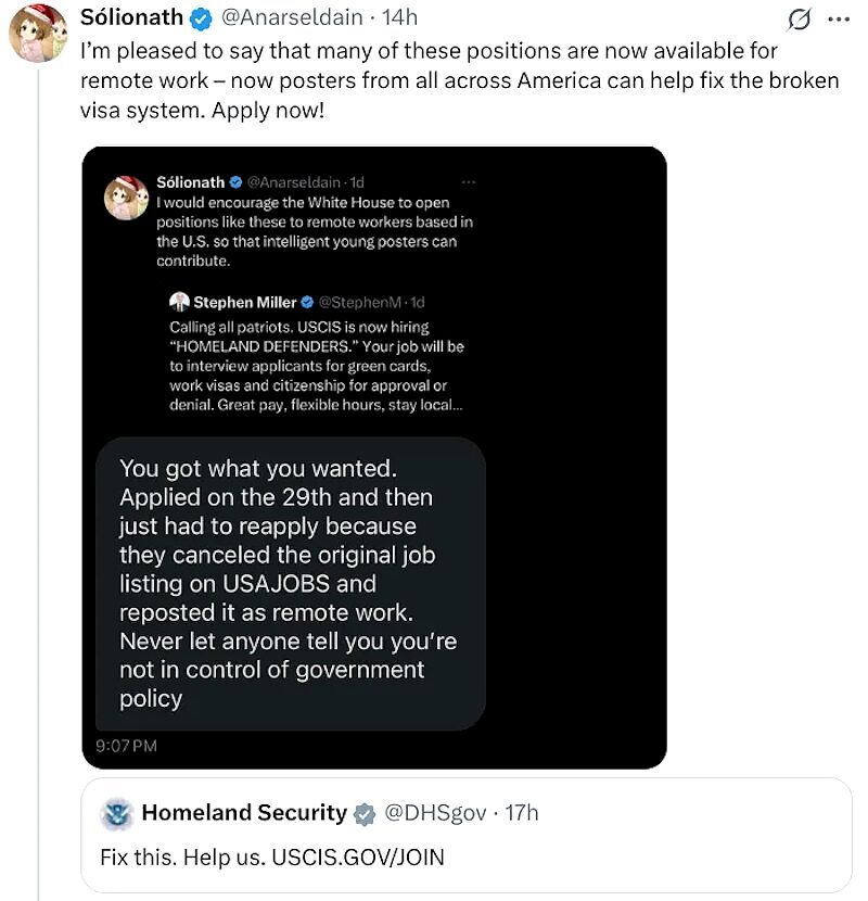 Click to enlarge tweet homeland security job postings remote work