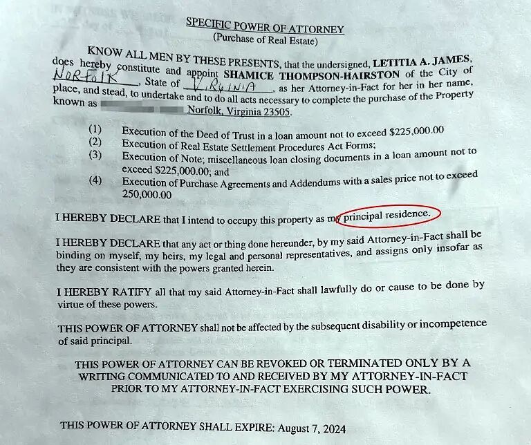 Click to enlarge letitia james fraudulent mortage papers