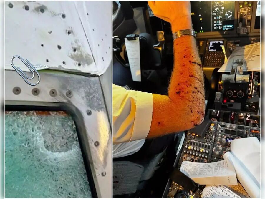 Click to enlarge plane space debris pilot injury