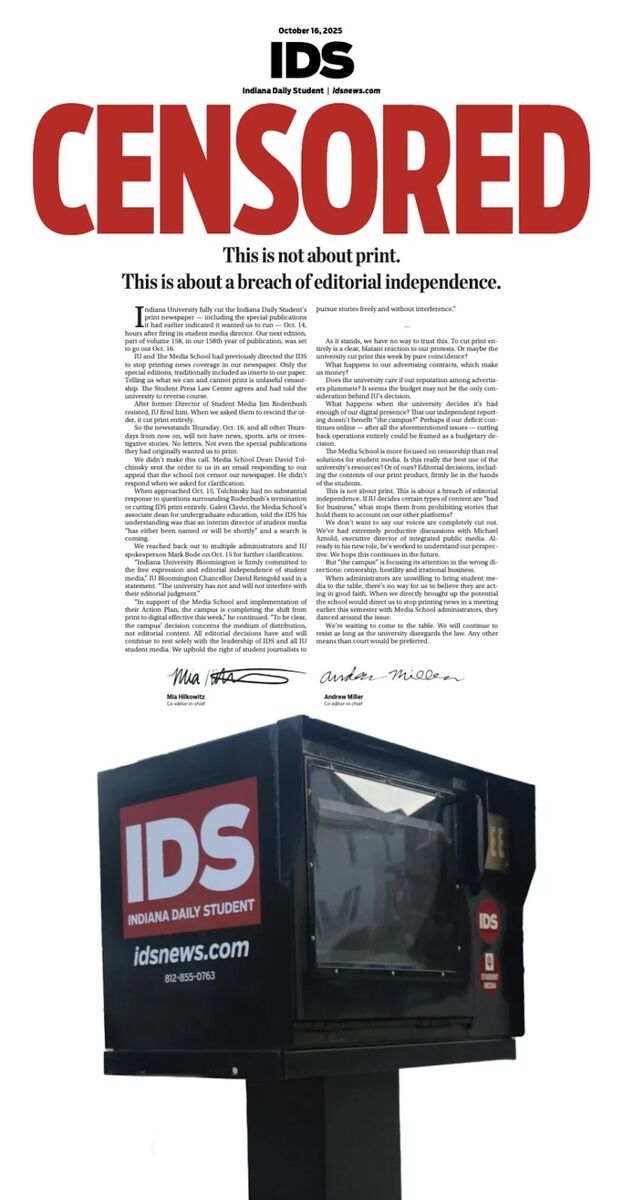 Click to enlarge indiana university censor newspaper