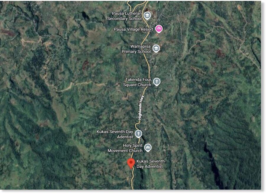 Click to enlarge The likely location of the 25 October 2025 landslide at Kukas in PNG. I