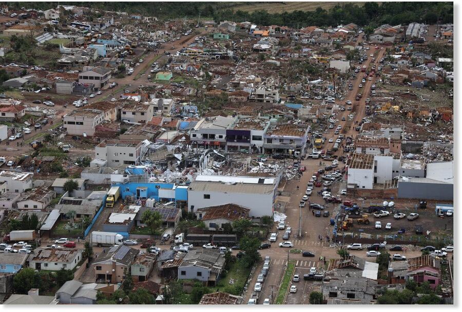 Click to enlarge Homes destroyed by a tornado in Brazil