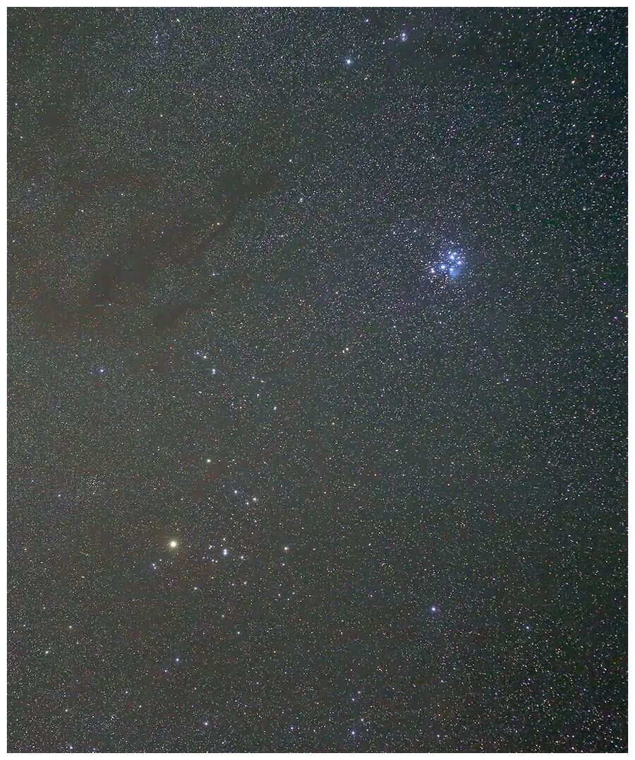 Click to enlarge The Pleiades and Hyades clusters