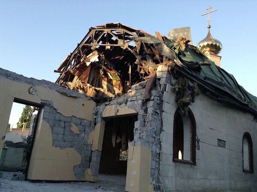 ukraine bomb donbass church
