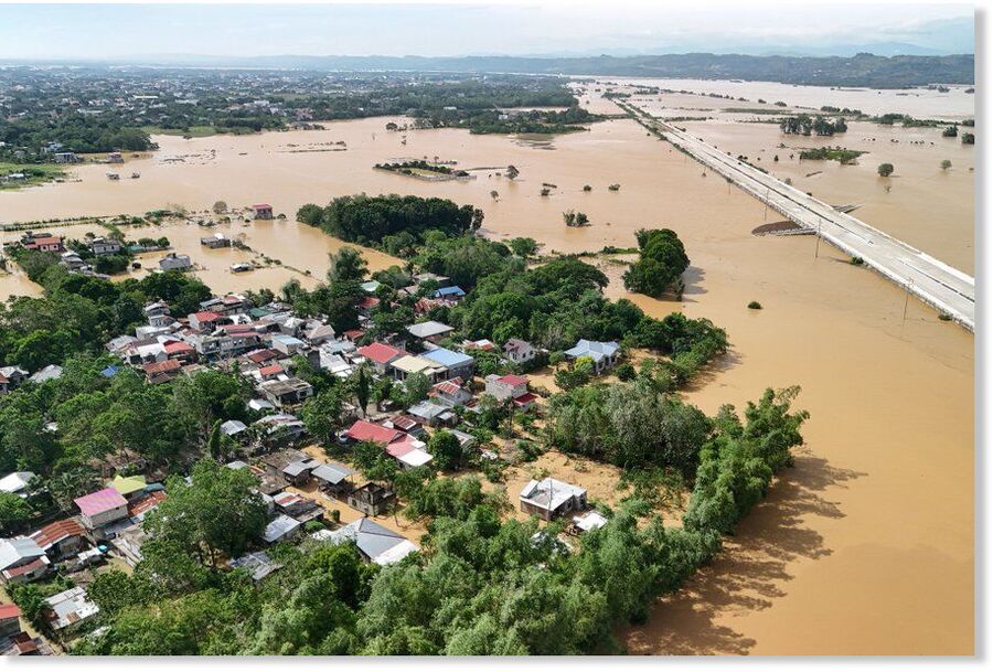 Click to enlarge Tropical depression Verbena drenches central Philippines, displacing thousands and triggering widespread floods